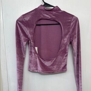 Madden Girl Purple Velvet Long Sleeve Top